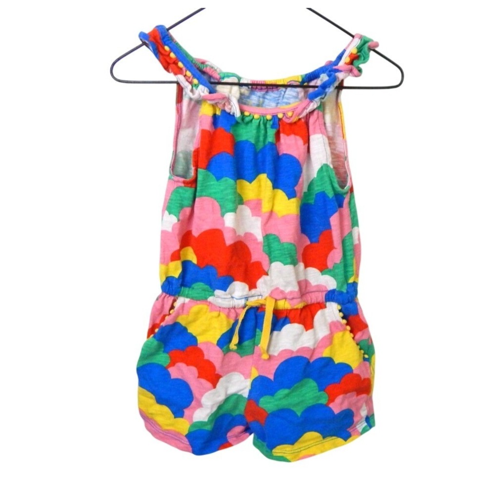 Mini Boden Romper Rainbow Clouds Sleeveless Short Drawstring